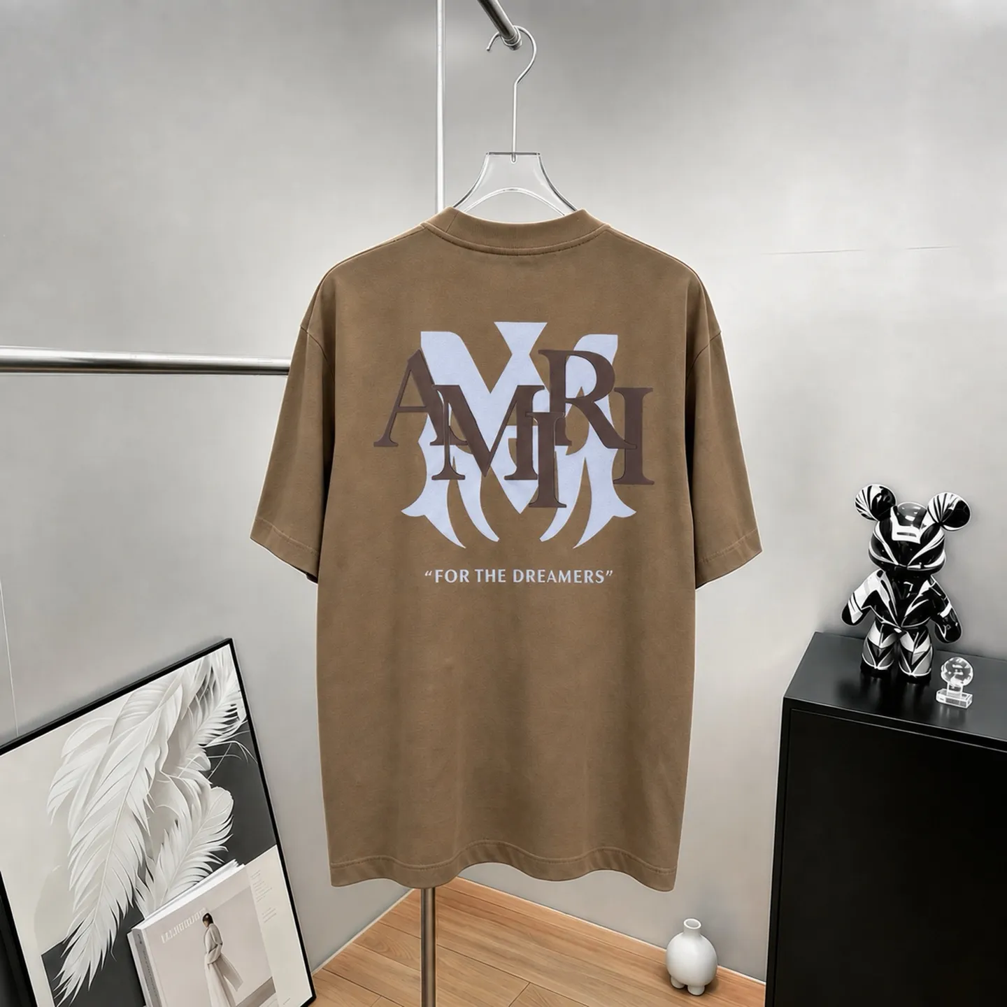 ami~ Flocking thick plate with glue letters, official Same Style "differentiated currency fabric" 7A antibacterial short-sleeved tee, the upper body is very comfortable, Same Style half-sleeves for men and women, dropped shoulders and loose fit Color: Black White Coffee Brown Size: S (90-130 pounds) M (125-150 pounds) L (135-165 pounds) XL (160-190 pounds) XXL (185-220 pounds)